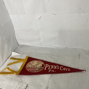 Vintage 1960s Penn's Cave Pennsylvania Souvenir Felt Pennant 12”